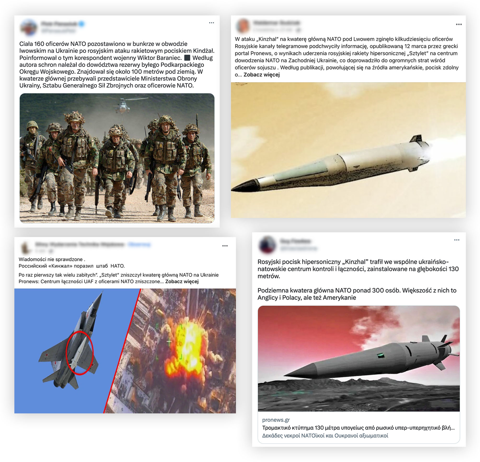 Wpisy o rzekomym ataku na "kwaterę główną NATO w Ukrainie"