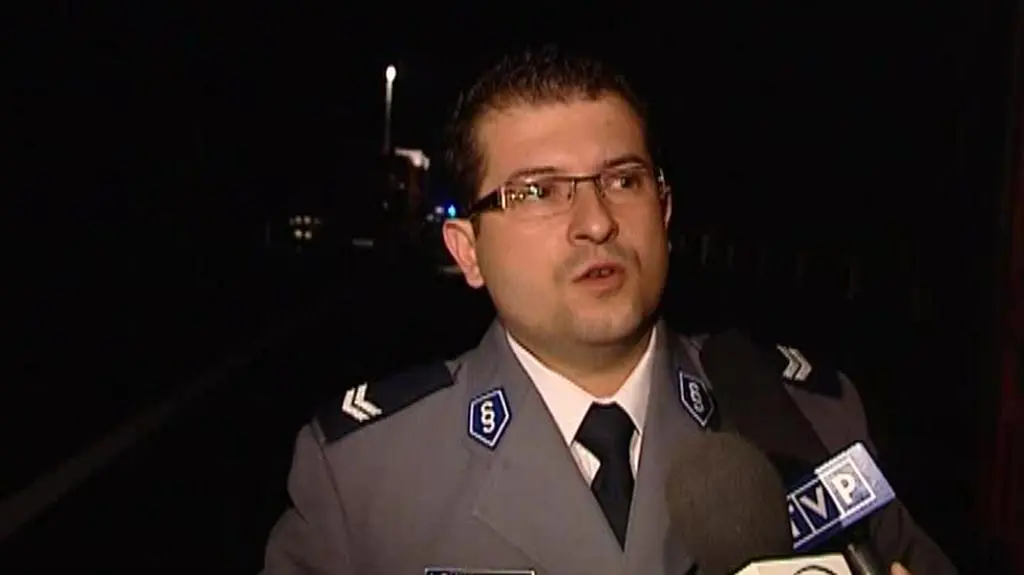 Starszy sierżant Daniel Niezdropa, rzecznik prasowy Komendy Powiatowej Policji w Mińsku Mazowieckim