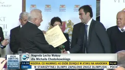 Syn Chodorkowskiego odebrał nagrodę im. Lecha Wałęsy