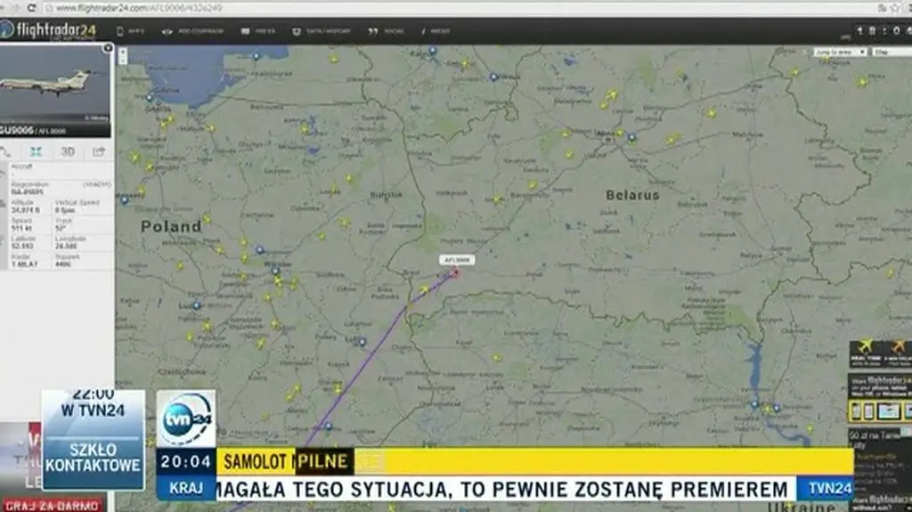 Tak leciał samolot z Szojgu na pokładzie
