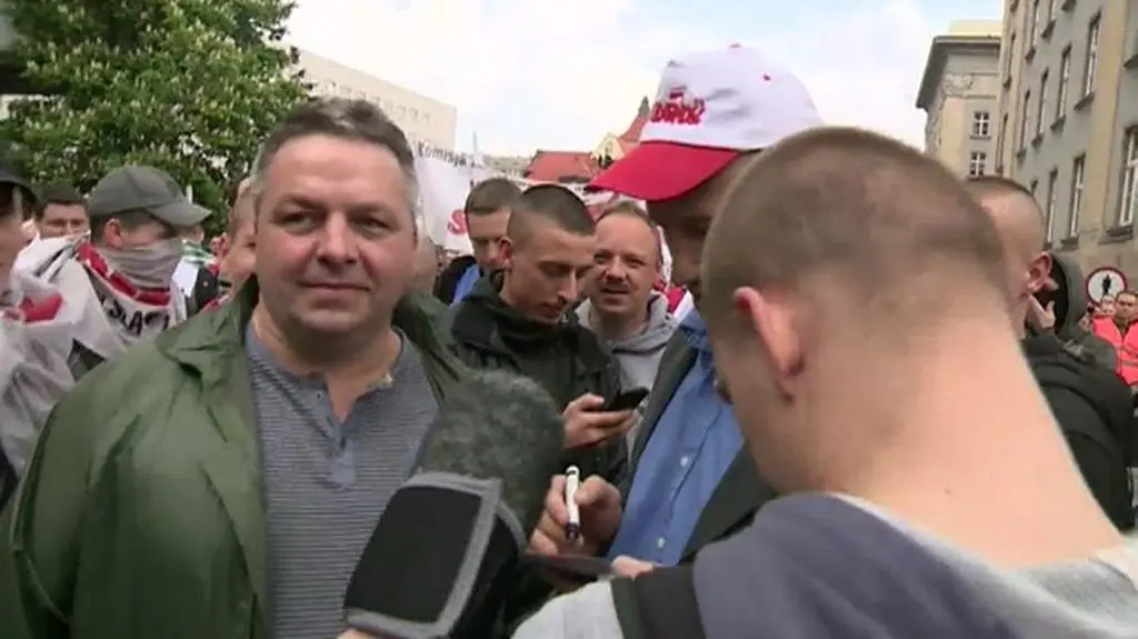 Tomasz Adamek manifestuje razem z górnikami 