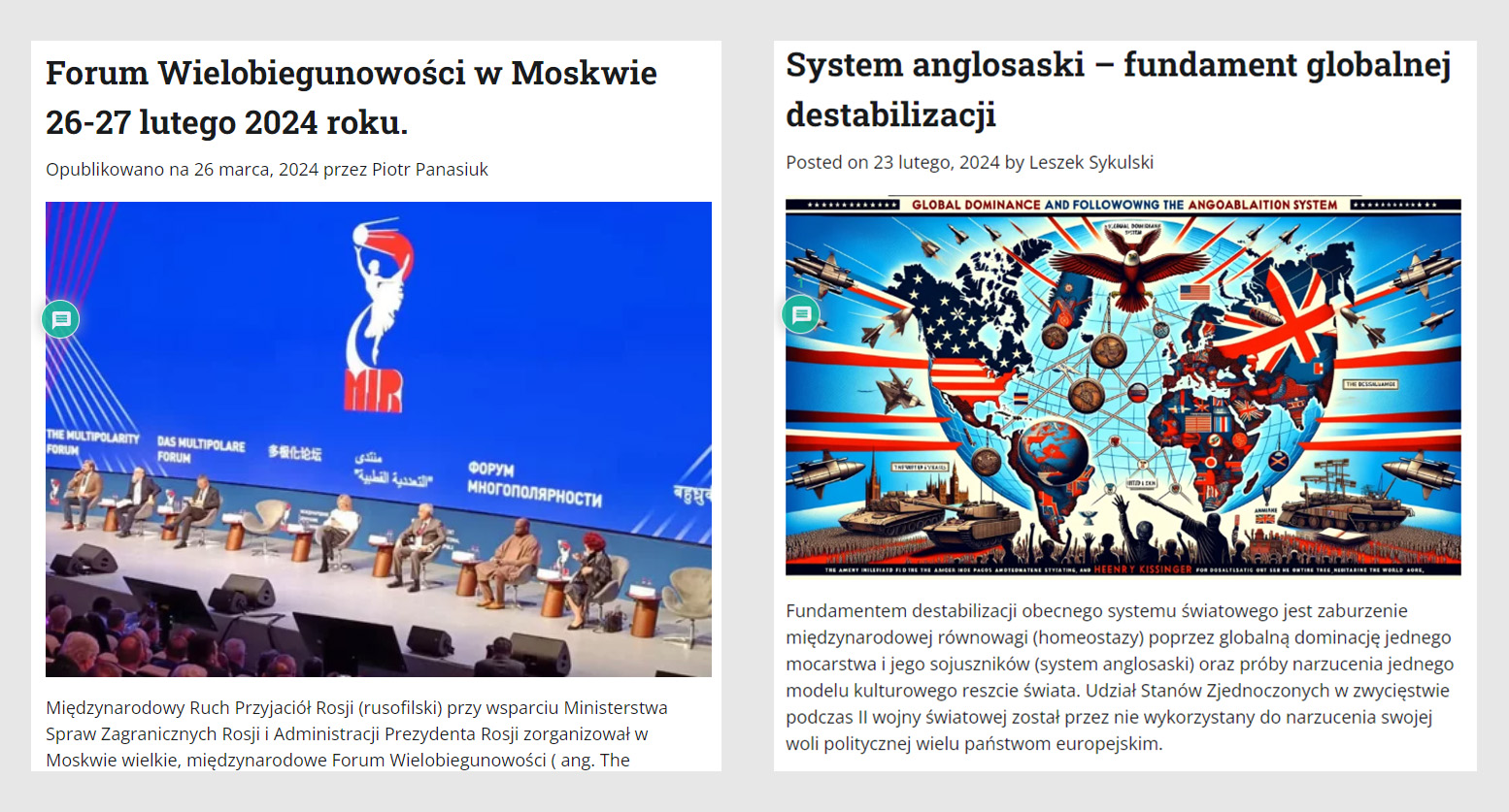 Leszek Sykulski czy Piotr Panasiuk na portalu Polityka Realna uprawiają publicystykę zgodną w przekazie z polityką Rosji