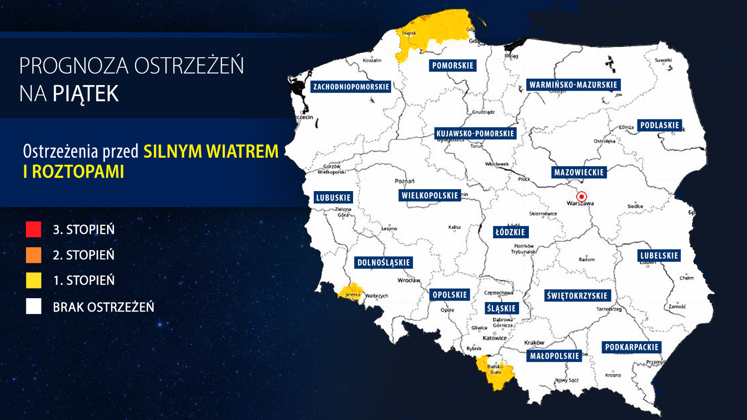 Prognoza zagrożeń IMGW na piątek