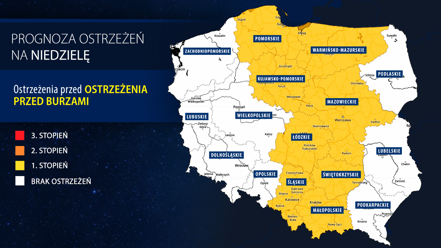 Prognoza zagrożeń IMGW na niedzielę