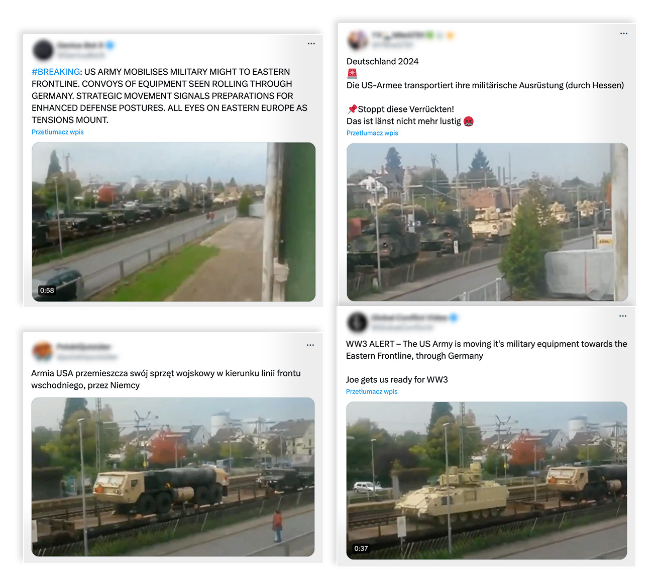 Wpisy z nagraniem i wprowadzającym w błąd przekazem