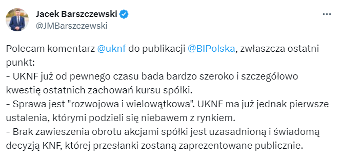 Rzecznik KNF o działaniach w sprawie EC Będzin