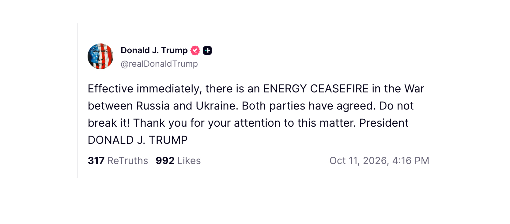 Wpis Donalda Trumpa