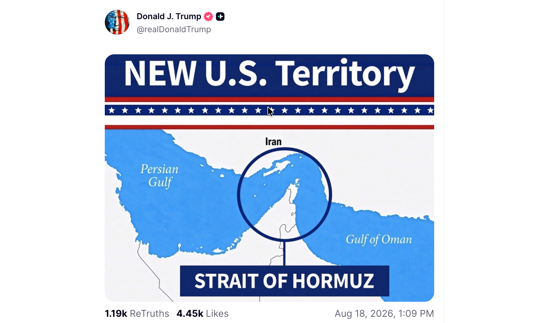 Wpis Donalda Trumpa na platformie Truth Social