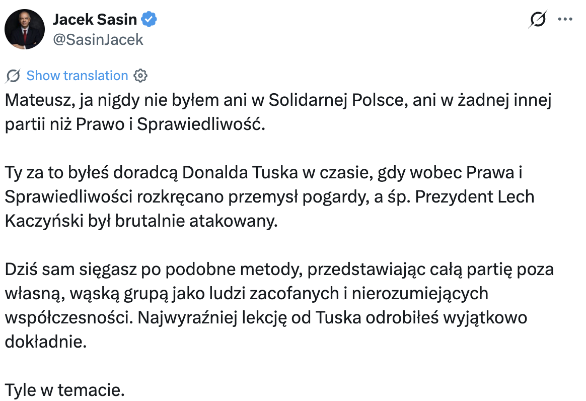 Wpis Jacka Sasina - 24.07.2026 r. 