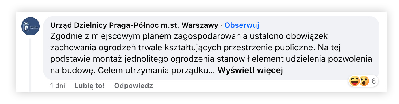 W mediach społecznościowych toczy się dyskusja o budowie ogrodzenia