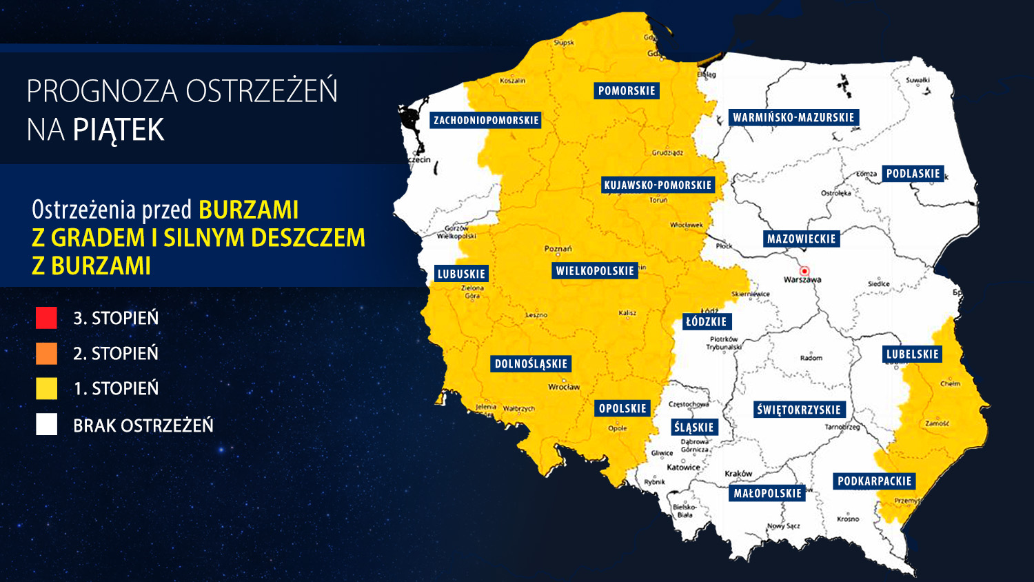 Prognoza zagrożeń IMGW na piątek