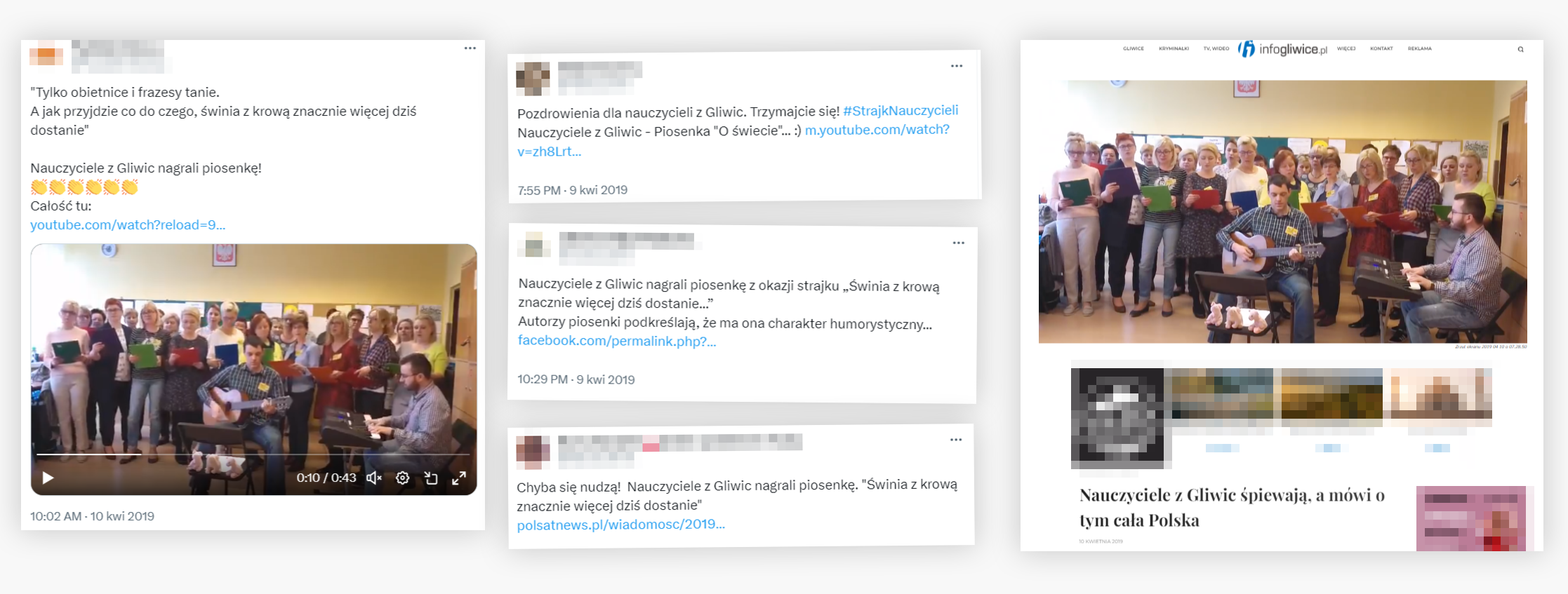 O protest songu nagranym przez nauczycieli w Gliwic informowały w kwietniu 2019 roku media i pisali internauci 