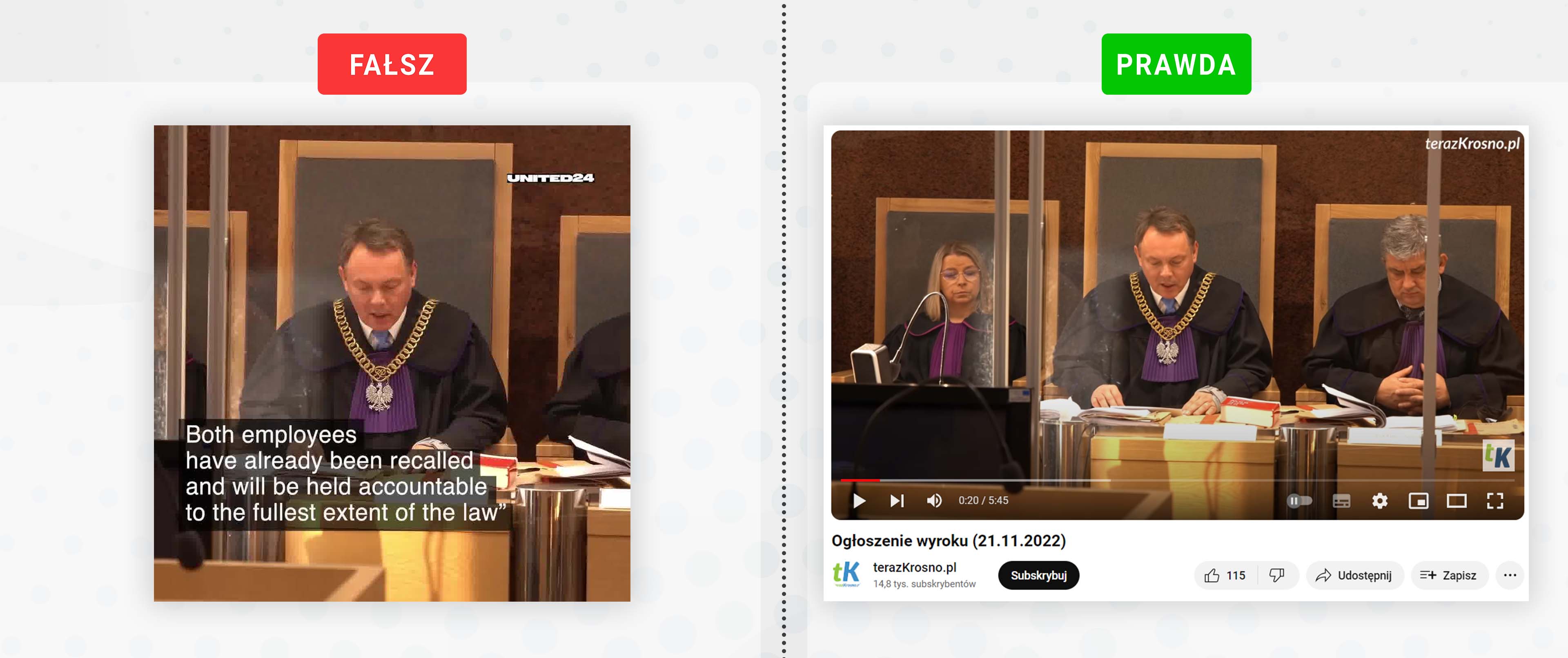 Przykład 5: Kadr z sędzią również wzięto z filmu na kanale YouTube portalu terazKrosno.pl