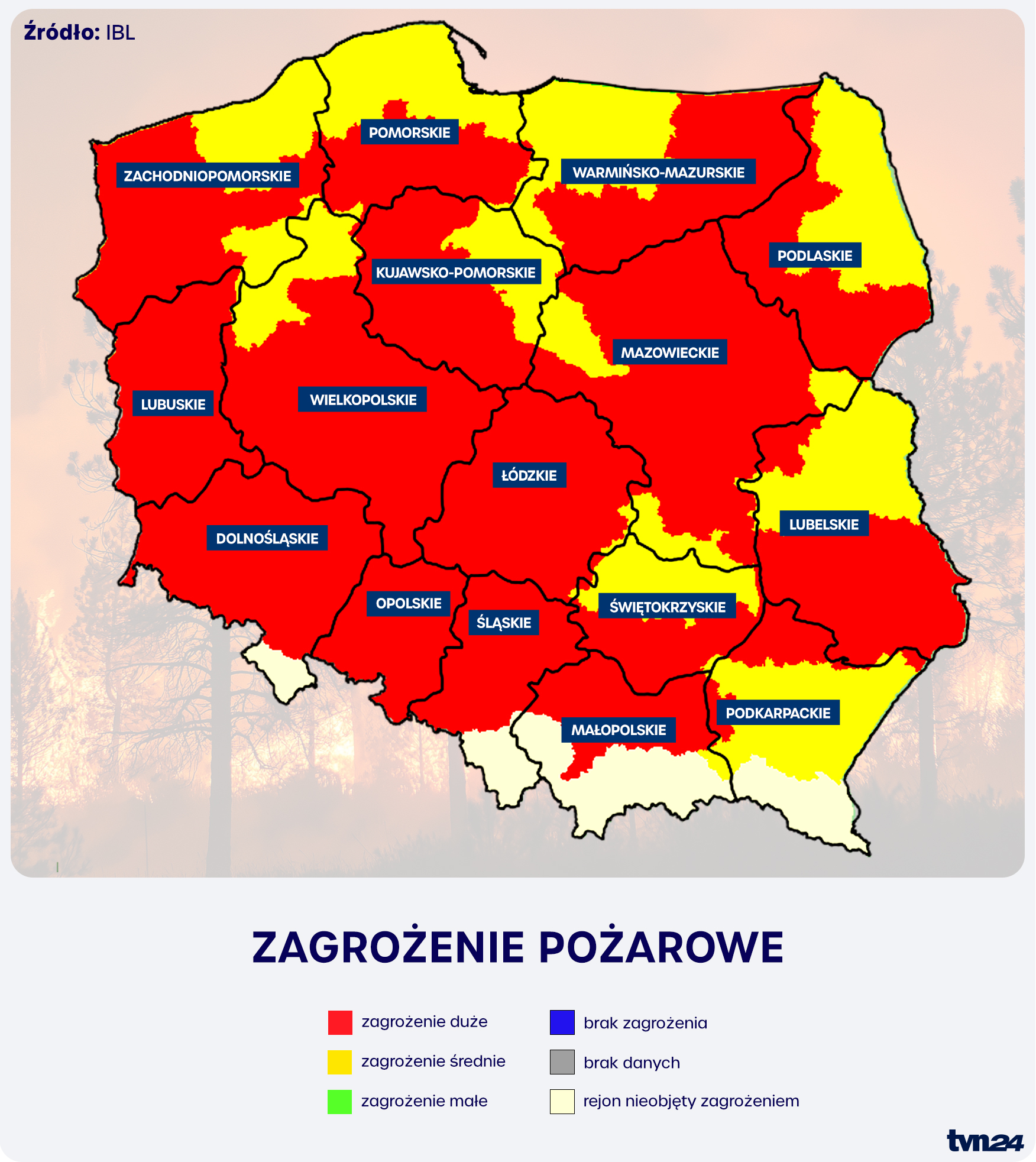 Zagrożenie pożarowe w piątek