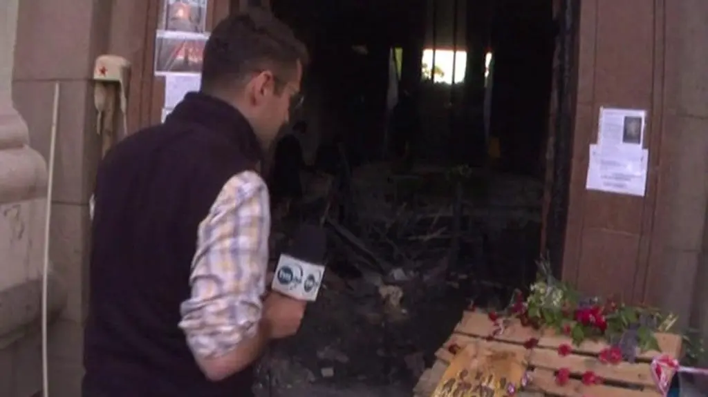 "Zgliszcza, czarno". Budynek związkowców w Odessie od środka