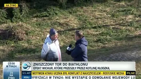 Zniszczony tor do biathlonu