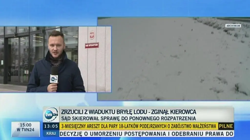 Zrzucili bryłę lodu z wiaduktu, zginął kierowca. Będzie trzeci proces