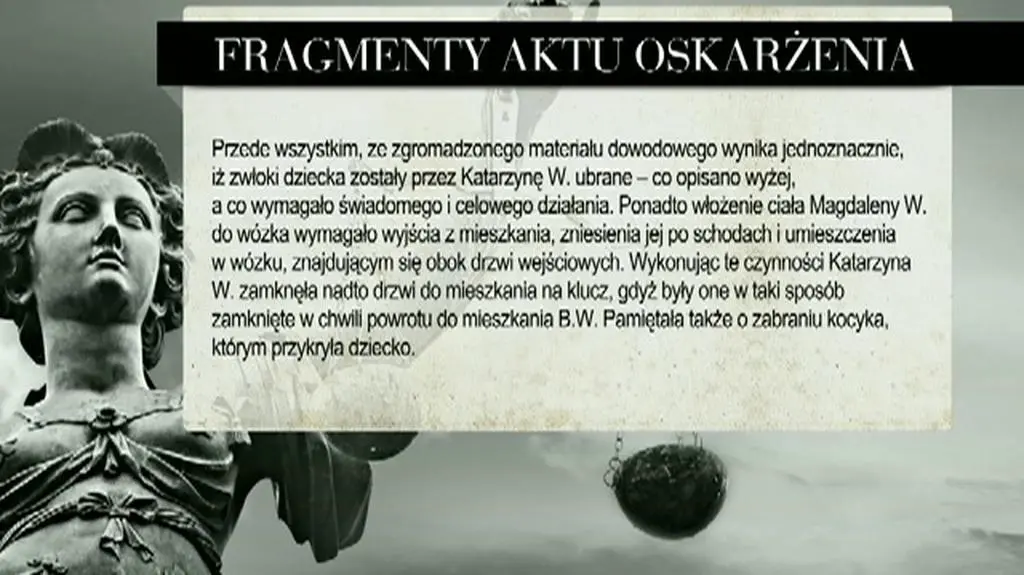"Zwłoki dziecka zostały przez Katarzynę W. ubrane"