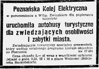 Ogłoszenie o kursach autobusów turystycznych z 1929 r.
