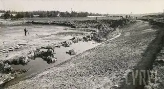 Prace nad budową jeziora w 1948 r.