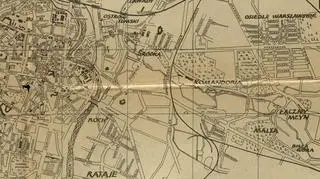 Tory Średzkiej Kolei powiatowej widoczne na planie miasta z 1946 r.