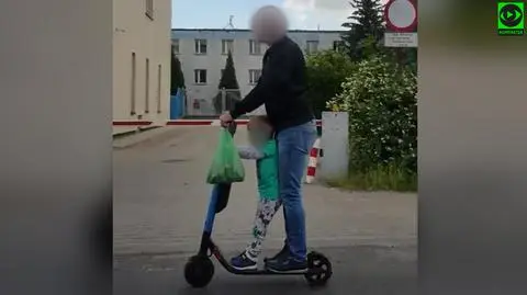 "Jechał z dzieckiem na hulajnodze po ulicy. Wyprzedzał auta na rondzie"