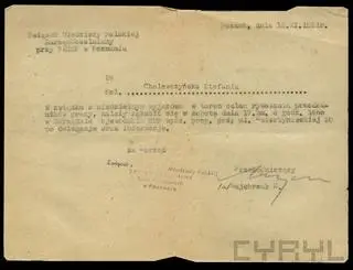 Pismo do Stefanii Cholewczyńskiej w sprawie terenowego wyjazdu w celu rysowania przodowników pracy