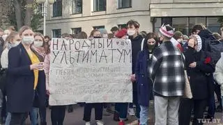 Protest studentów uniwersytetu w Mińsku 