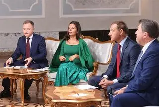 Redaktor naczelna RT Margarita Simonian w czasie wywiadu z Alaksandrem Łukaszenką 