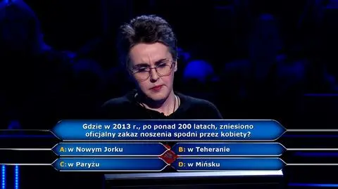 Gdzie w 2013 roku zniesiono zakaz noszenia spodni przez kobiety? Pytanie w "Milionerach" za 40 tysięcy złotych