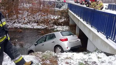 Wpadł w poślizg i wjechał samochodem wprost do rzeki