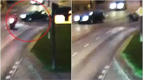 "Wymusił pierwszeństwo i uderzył w motocyklistę". Zderzenie nagrała kamera monitoringu 