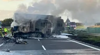 Wypadek na A1 na wysokości miejscowości Rombark (woj. pomorskie)