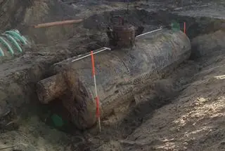 Urządzenie, znalezione na miejscu dawnej cegielni, to kocioł parowy