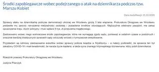 Komunikat Prokuratury Okręgowej we Wrocławiu