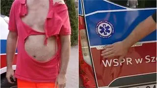 Napastnik poturbował ratowników i uderzał w ambulans