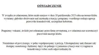 Oświadczenie klubu muzycznego Tkacka