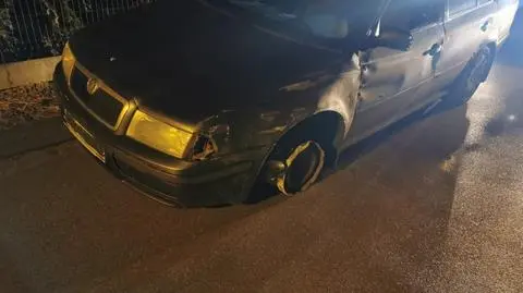Jechał do sklepu po kolejną porcję alkoholu, "zapomniał", że nie ma w aucie jednej opony