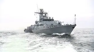 Poland's ORP Orkan fast attack craft during maneuvers on the Baltic