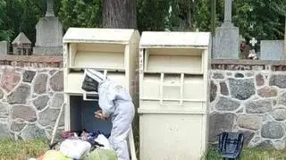 Strażacy usunęli gniazdo os z pojemnika na odzież