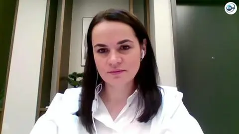 Sviatlana Tsikhanouskaya in an interview for Fakty TVN