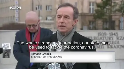 Senate Speaker Tomasz Grodzki at a conference in Warsaw