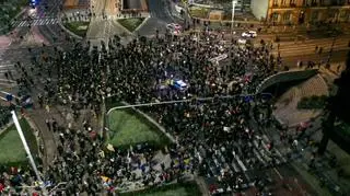 A large crowd in central Wrocław