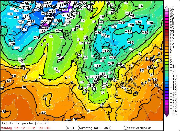 Jęzor zimna 8 grudnia. Temperatura na wysokości 1,5 km nad Polską spada do -10 st. C