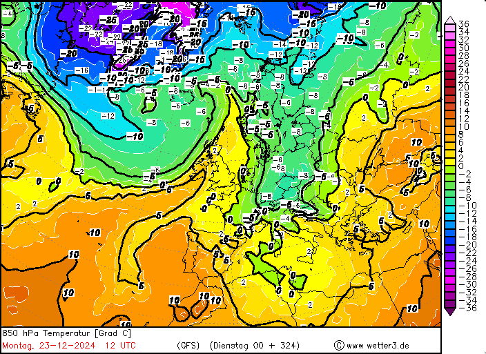 Jęzor zimna nad Polską 23 grudnia