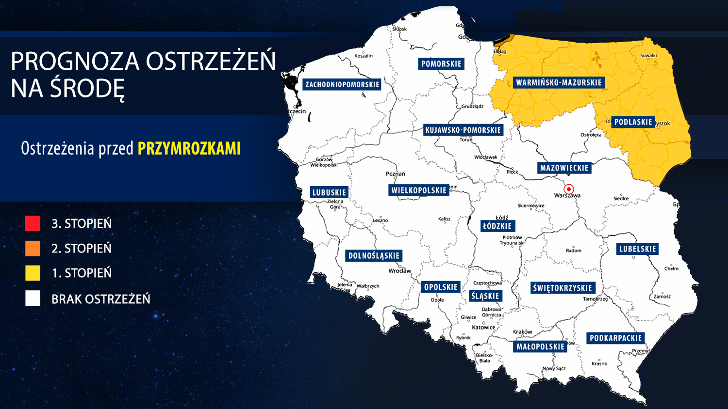 Prognoza ostrzeżeń na środę