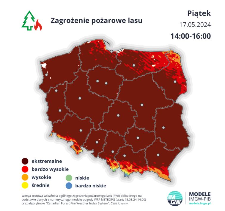Zagrożenie pożarowe w piątek
