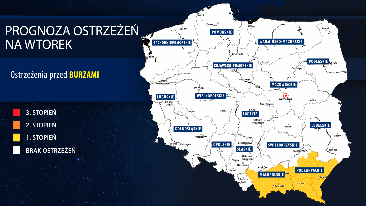 Prognoza zagrożeń na wtorek