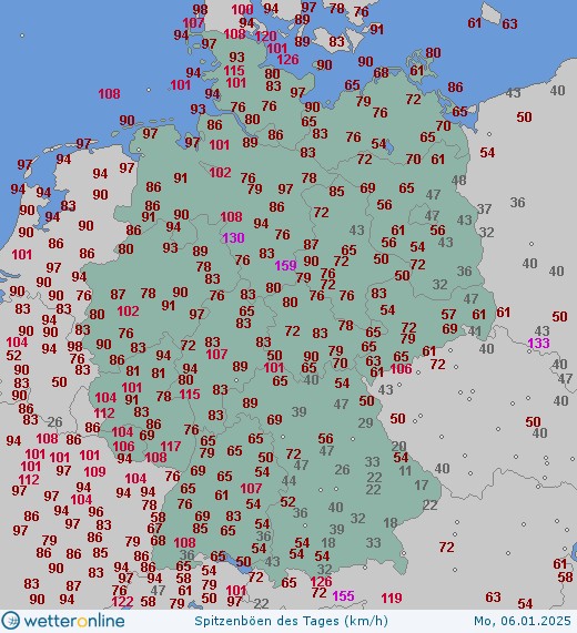 Najsilniejsze porywy wiatru odnotowane w Niemczech w poniedziałek