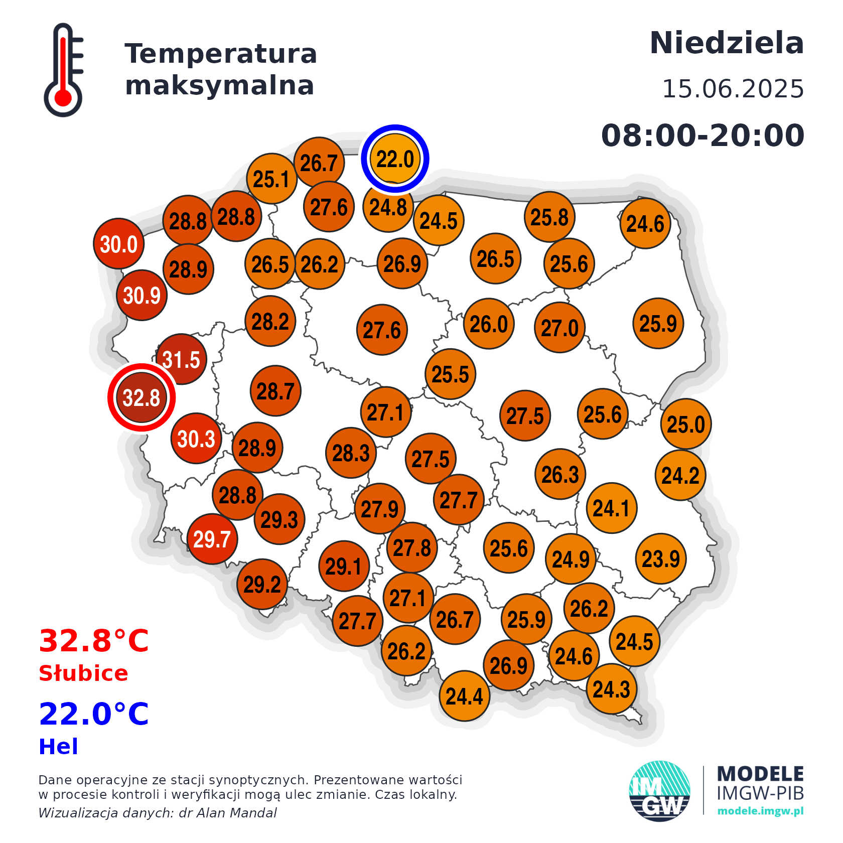 Temperatura maksymalna w niedzielę